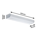 White LED under-cabinet light made of plastic measuring 326x78x40 mm for modern lighting