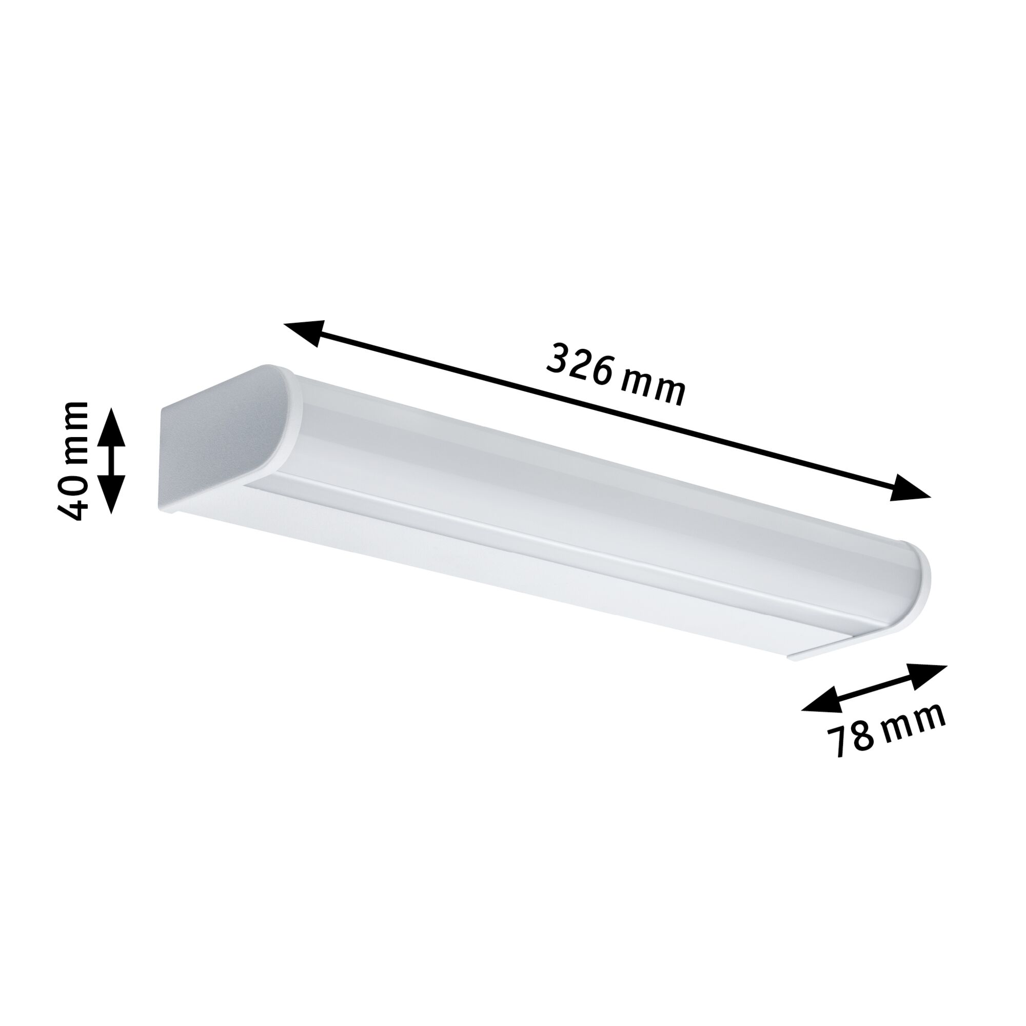 Weißes LED-Unterbauleuchte aus Kunststoff mit Maßen 326x78x40 mm für moderne Beleuchtung