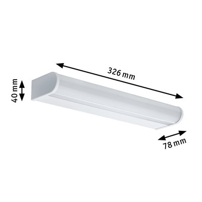 White LED under-cabinet light made of plastic measuring 326x78x40 mm for modern lighting