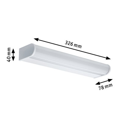 White LED under-cabinet light made of plastic measuring 326x78x40 mm for modern lighting