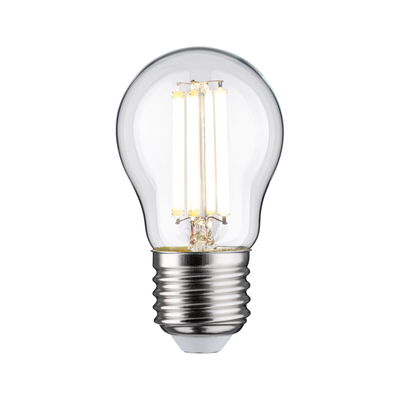 Klassische LED-Glühbirne mit transparentem Glas und silbernem Metallgewinde für energiesparende Beleuchtung