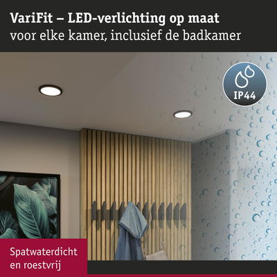 VariFit zwarte LED-plafondlampen met IP44 spatwaterdicht voor badkamer en vochtige ruimtes