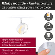 Spot LED URail Spot Circle blanc avec température de couleur réglable et gradation 3 niveaux avec mémoire