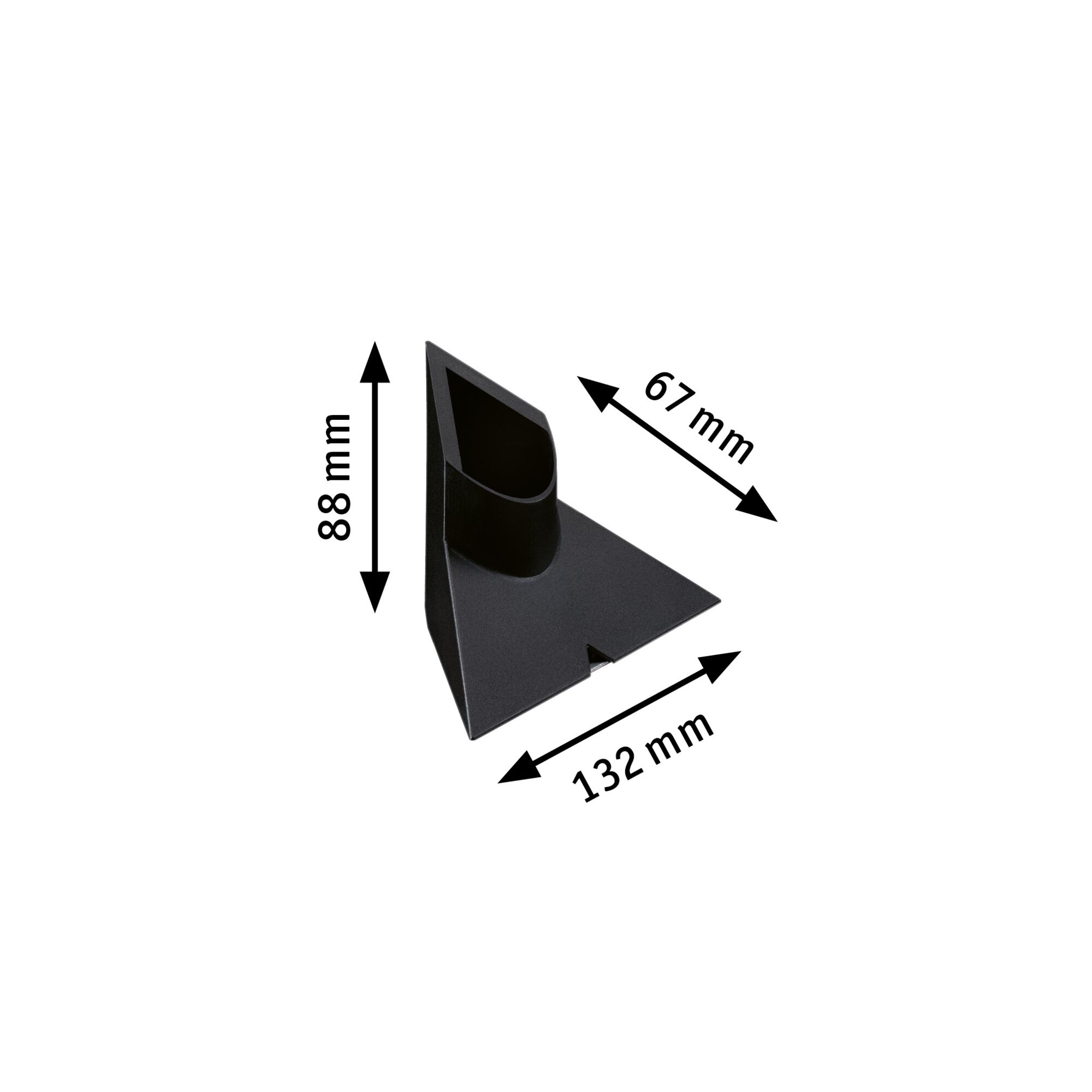 Support mural en plastique noir de 88x67x132 mm pour systèmes d'éclairage