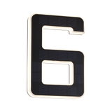 Black solar LED house number 6 with white border for energy-efficient outdoor lighting