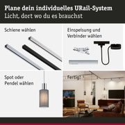 Modulares URail-Schienensystem mit Schienen, Verbindern und Pendelleuchte für individuelle Lichtgestaltung