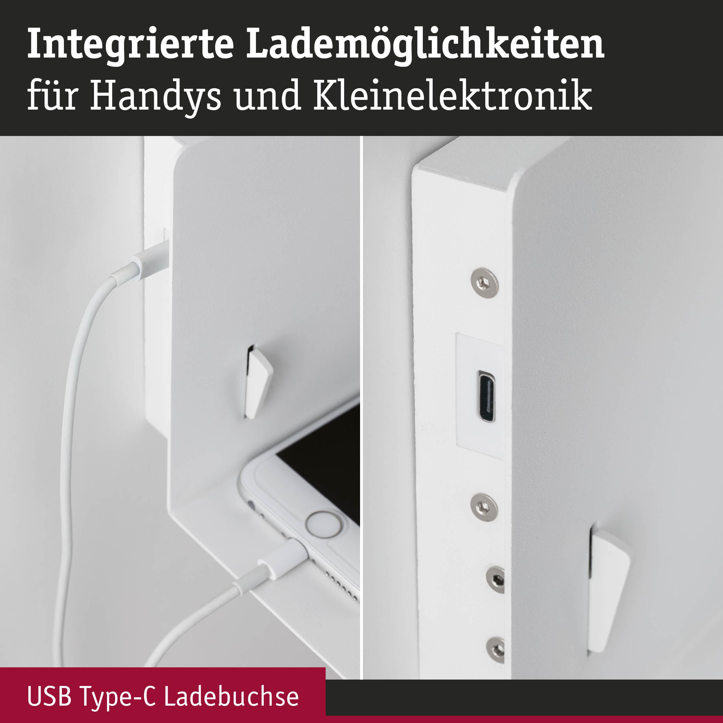 Weißes Ladegerät mit integrierter USB Type-C Ladebuchse für Handys und kleine Elektronikgeräte