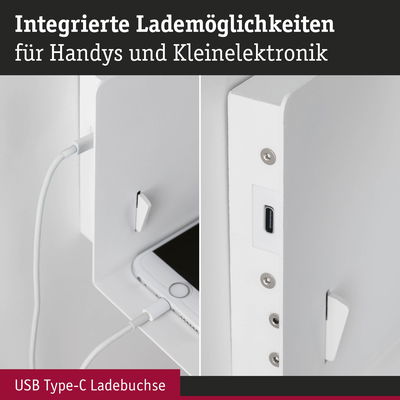 Weißes Ladegerät mit integrierter USB Type-C Ladebuchse für Handys und kleine Elektronikgeräte