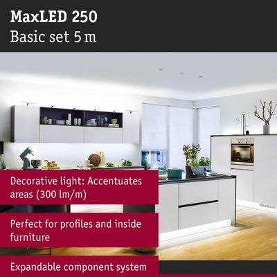 MaxLED 250 5m white LED strip light for furniture and profiles with decorative accent lighting