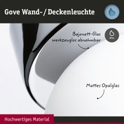 Gove Wand- und Deckenleuchte mit mattem Opalglas und Bajonett-Glas, hochwertiges Material, IP44 Schutz