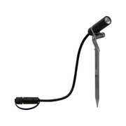 Sort metal LED-have spotlight med jordspyd og kabel til udendørs belysning
