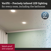 VariFit white LED recessed lights with IP44 splash-proof rating for bathroom and damp rooms