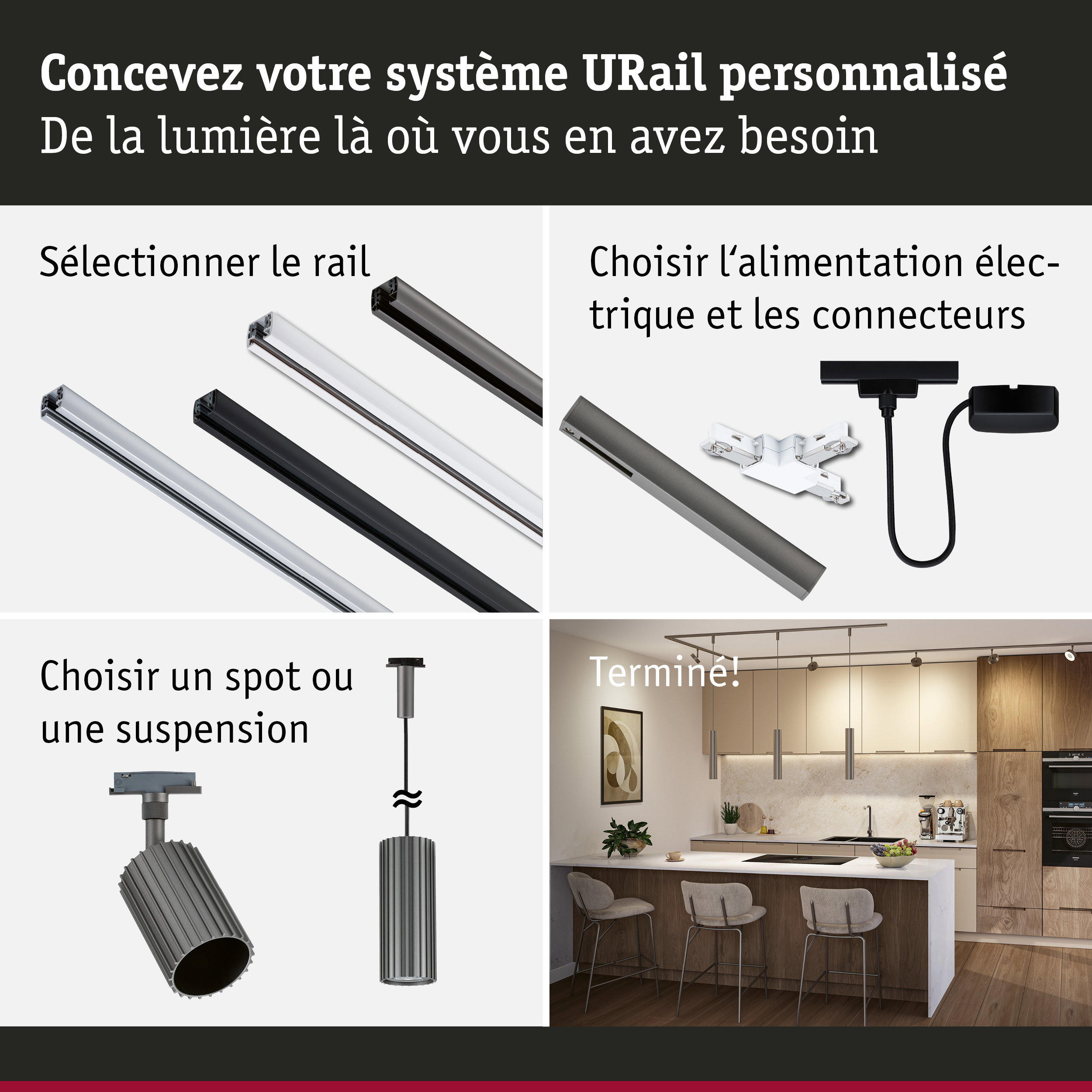 URail Spot sur rail Lirena GU10 max. 10W 230V Titanium