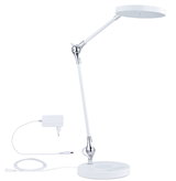 Witte metalen LED-bureaulamp met ronde kap en verstelbare arm voor kantoorverlichting