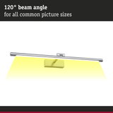 Silver metal LED picture light with 120° beam angle suitable for various picture sizes