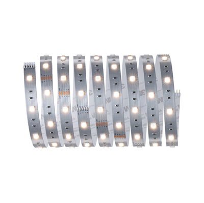 Bande LED flexible avec LEDs blanc chaud sur circuit argenté pour éclairage polyvalent.