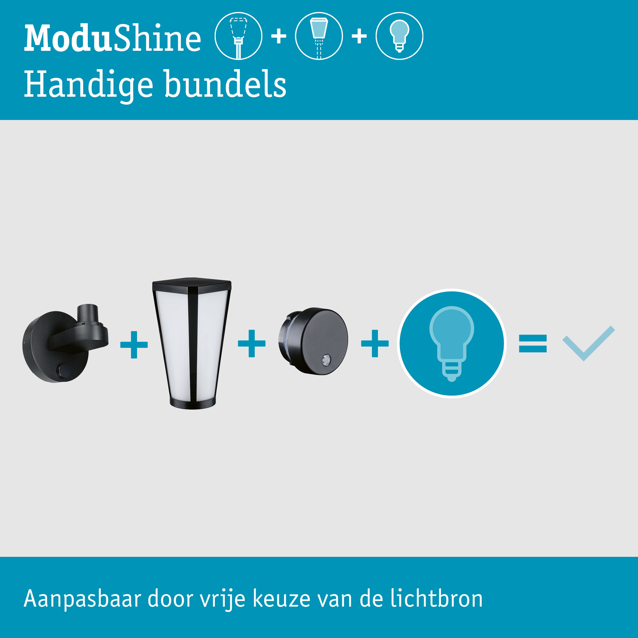 Set ModuShine Wandbevestiging Mavira with sensor Antraciet