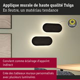 Applique murale Tulga en feutre noir avec éclairage LED indirect, parfaite pour décoration personnalisée