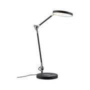 Lampe de bureau LED noire avec tête ronde et bras réglable en métal pour éclairage de bureau
