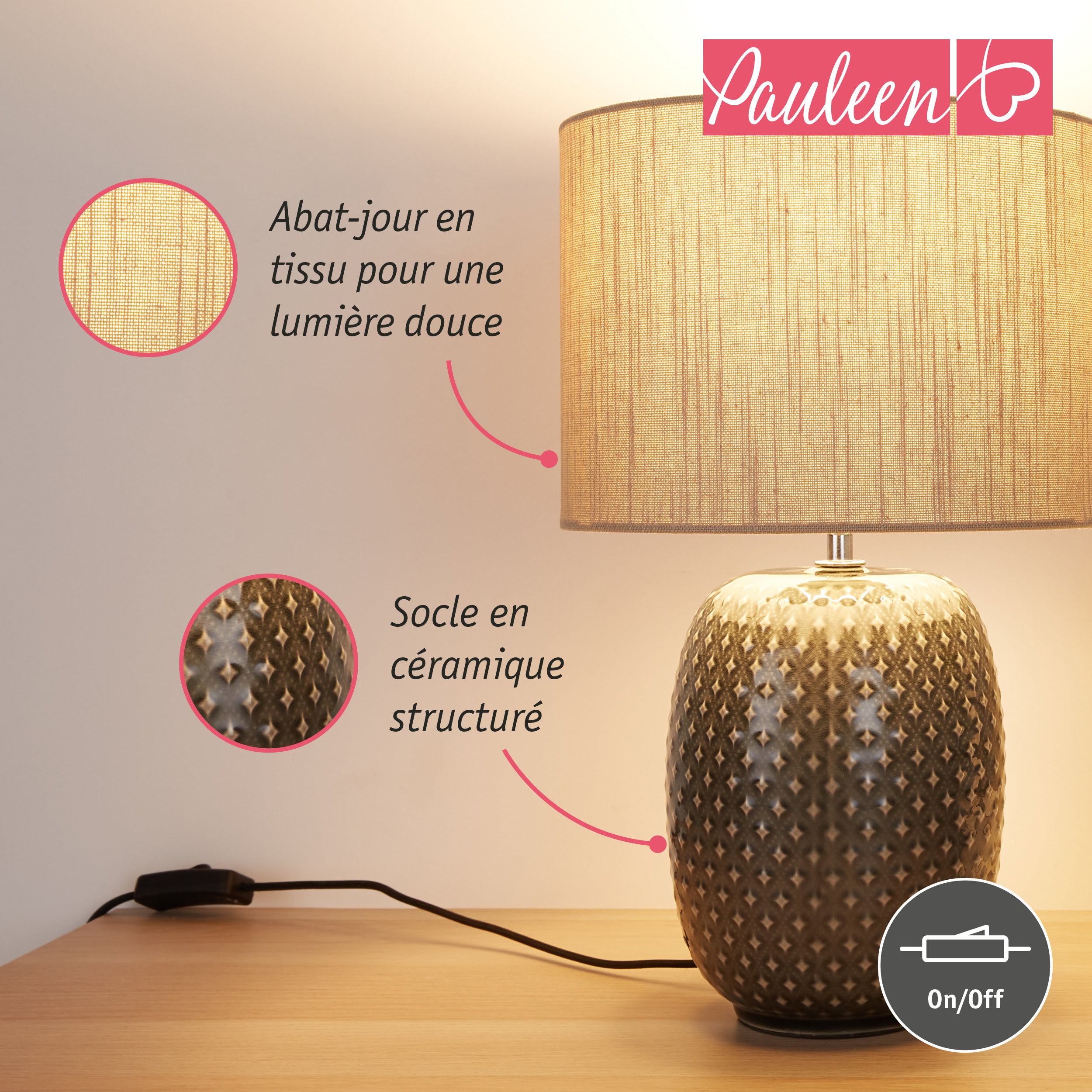 Paulmann Pauleen Lampe à poser Pretty Classy E27 max. 60W Gris/Beige