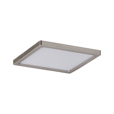 Quadratische Deckenleuchte aus Metall in Nickel matt mit weißem Diffusor für moderne Innenbeleuchtung