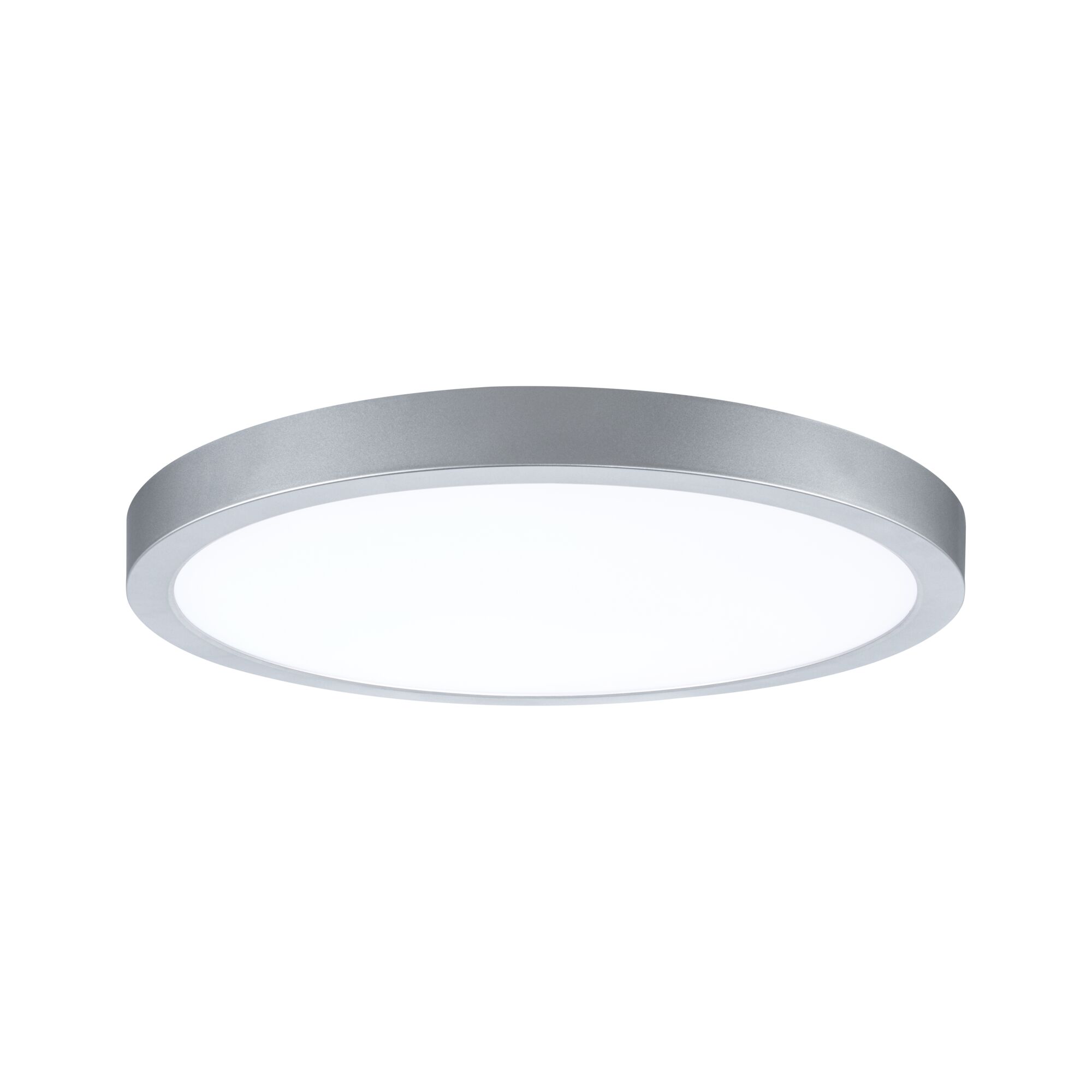 Rundes LED-Deckenlicht mit silbernem Aluminiumrahmen und weißem Diffusor für moderne Raumbeleuchtung