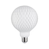 Witte LED-lamp met gestructureerd oppervlak en E27-fitting voor decoratieve verlichting