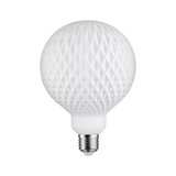 Witte LED-lamp met gestructureerd oppervlak en E27-fitting voor decoratieve verlichting