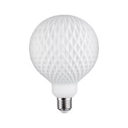 Weiße LED-Lampe mit strukturierter Oberfläche und E27-Fassung für dekorative Beleuchtung