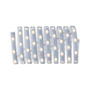 Flexibler LED-Lichtstreifen mit warmweißen LEDs und selbstklebender Rückseite für vielseitige Beleuchtung.