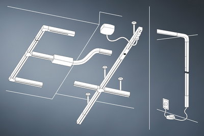 Technical drawing of Paulmann Urail light connector for white LED track lighting system.
