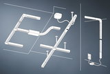 Teknisk tegning af Paulmann Urail lysconnector til hvid LED-skinnebelysning.