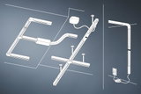 Teknisk tegning af Paulmann Urail lysconnector til hvid LED-skinnebelysning.