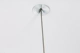 Ceiling with brushed aluminum suspension point and grey textile cable for modern LED lighting.