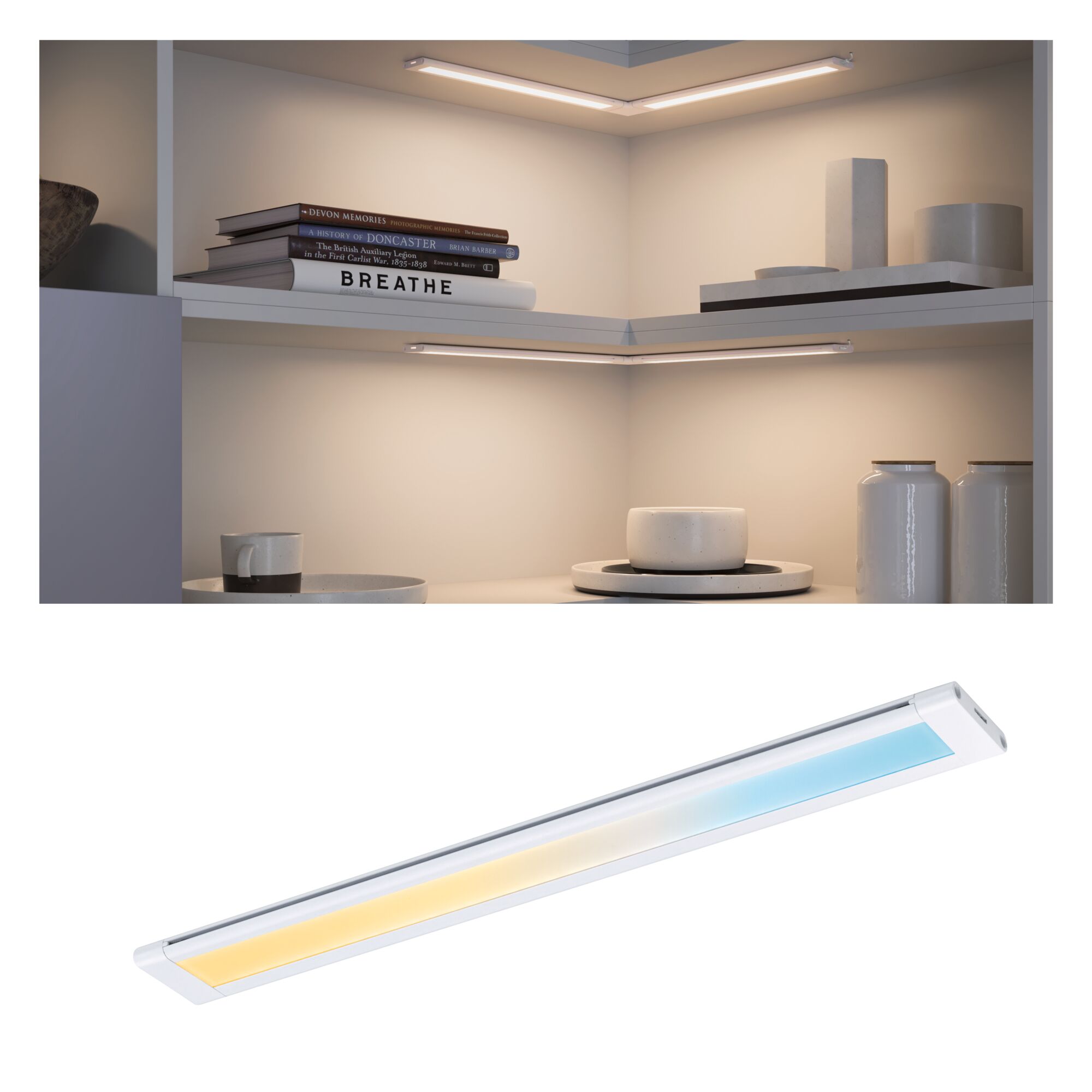 Clever Connect Spot LED Border Tunable White 5W Blanc dépoli Éclairage LED blanc sous meuble avec lumière blanc chaud et froid pour étagères de cuisine