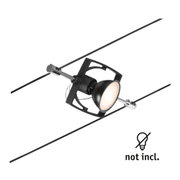 Spot LED noir en métal sur câble avec lampe réglable pour éclairage intérieur moderne