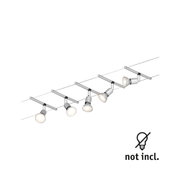 Modern silver LED cable spotlight with adjustable heads for versatile indoor lighting solutions