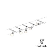Moderne LED-Seilspotleuchte in Silber mit verstellbaren Strahlern für flexible Raumbeleuchtung