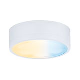 Round white LED ceiling light with warm and cool white light for modern room illumination
