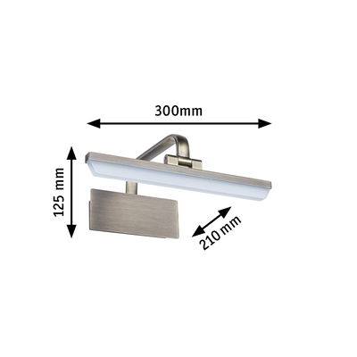 Silver brushed metal LED wall light measuring 300x125x210 mm ideal for modern interiors