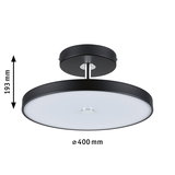 Round ceiling light with black metal frame and white diffuser, 40 cm diameter, 19.3 cm height