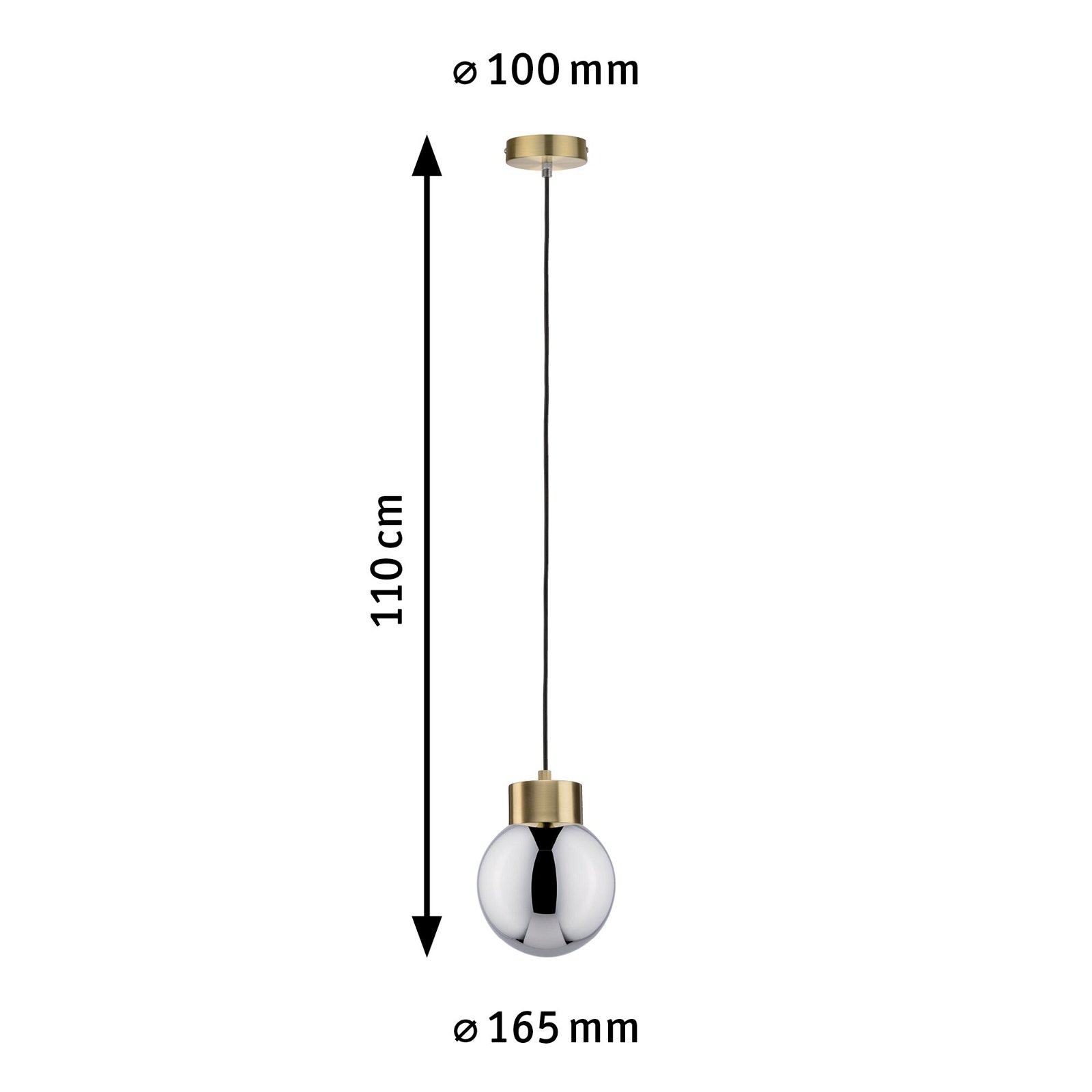 Neordic Pendelleuchte Linja E27 max. 20W Rauchglas/Messing gebürstet dimmbar Spiegel/Glas/Metall
