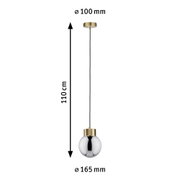 Hanglamp met messing houder en chromen glas, 110 cm lang, 165 mm diameter moderne verlichting