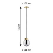 Lampa wisząca z mosiężnym uchwytem i chromowanym szkłem, długość 110 cm, średnica 165 mm