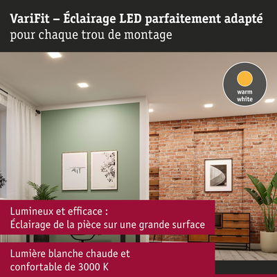 Éclairage LED VariFit blanc chaud 3000K pour une lumière efficace sur grande surface avec montage adaptable