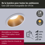 Spot LED encastrable avec lumière blanc chaud 2700K et gradation en 3 niveaux pour ambiance