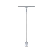 Modern silver metal LED pendant light with slim design for track lighting systems