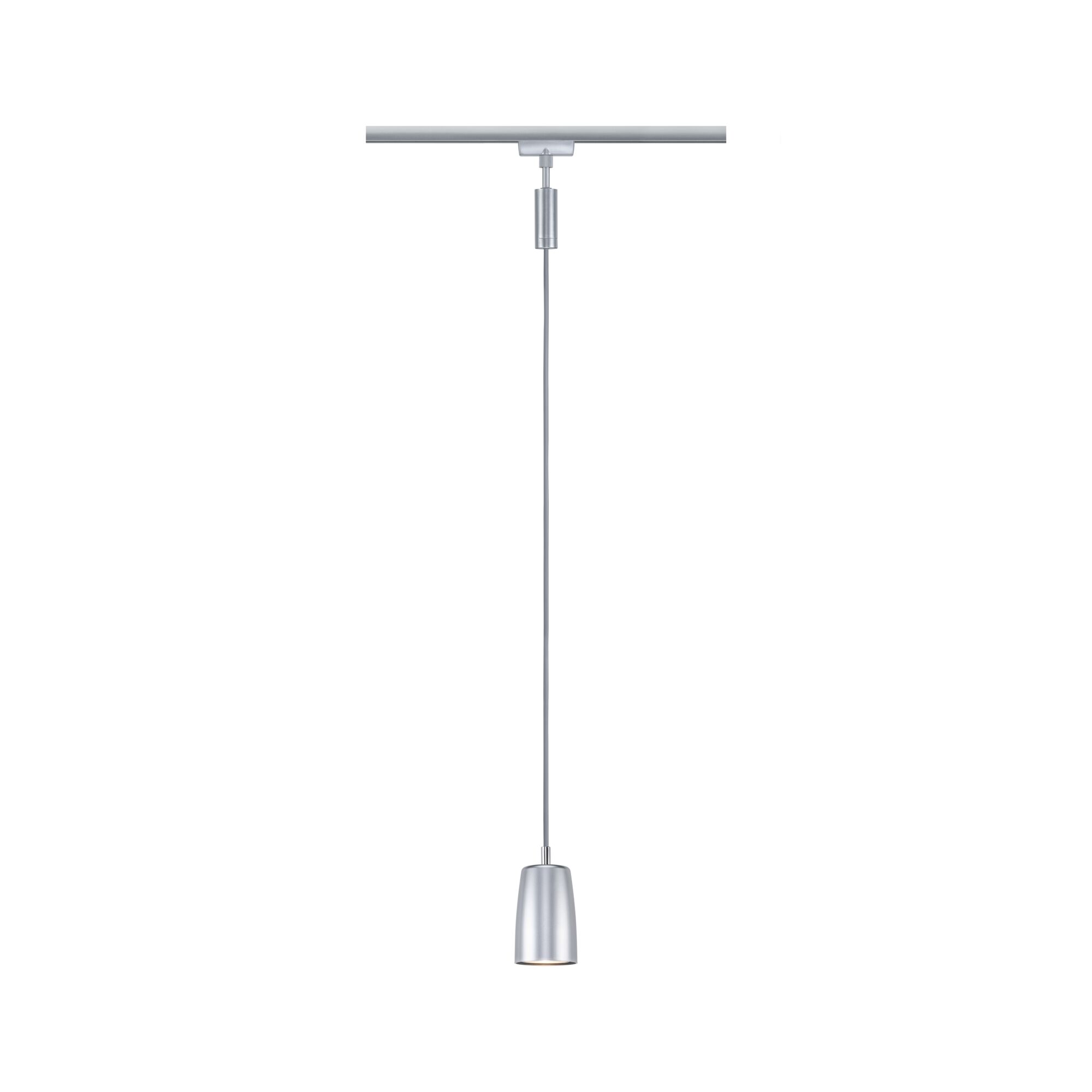 Modern silver metal LED pendant light with slim design for track lighting systems