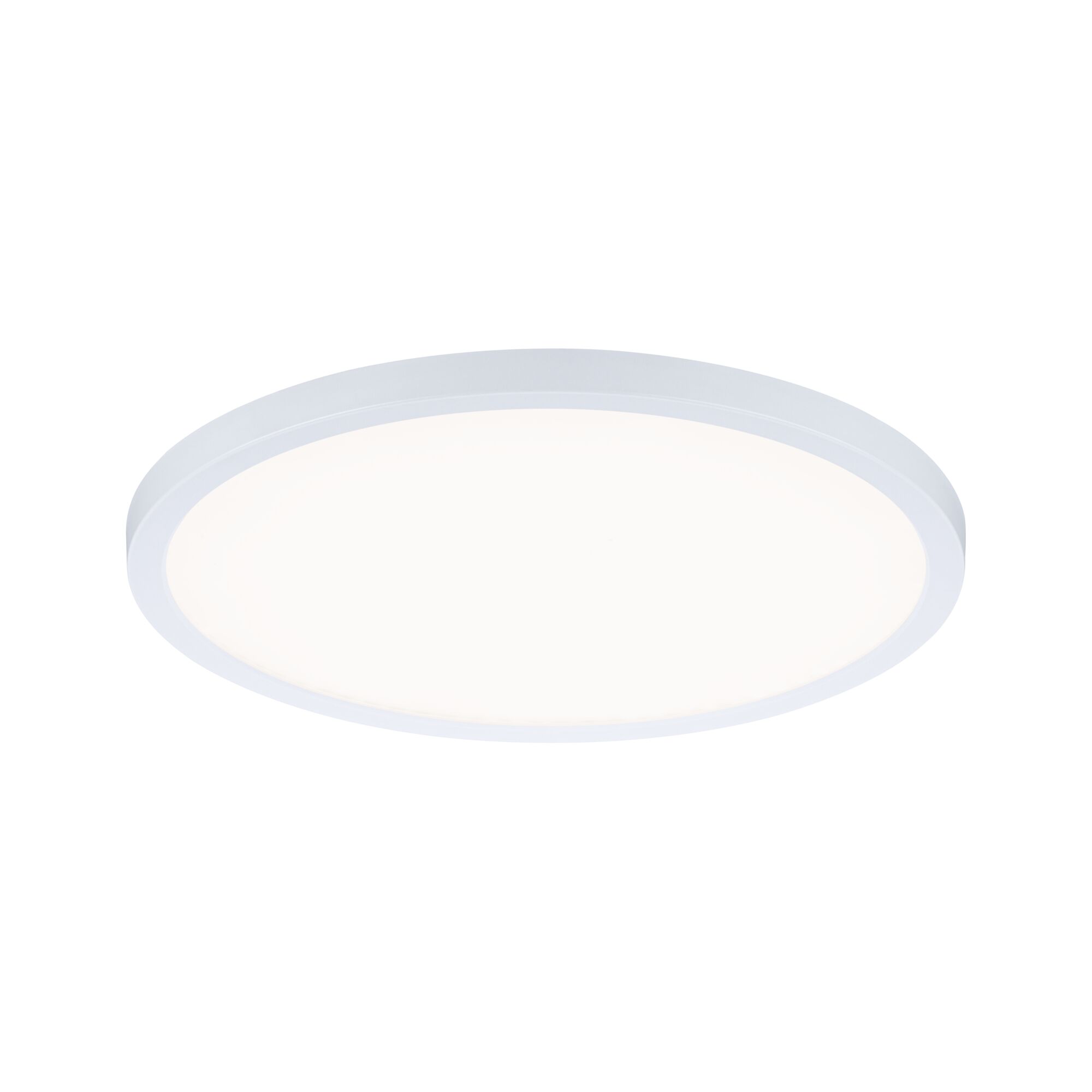 Round white LED ceiling light with matte frame, energy-efficient indoor lighting