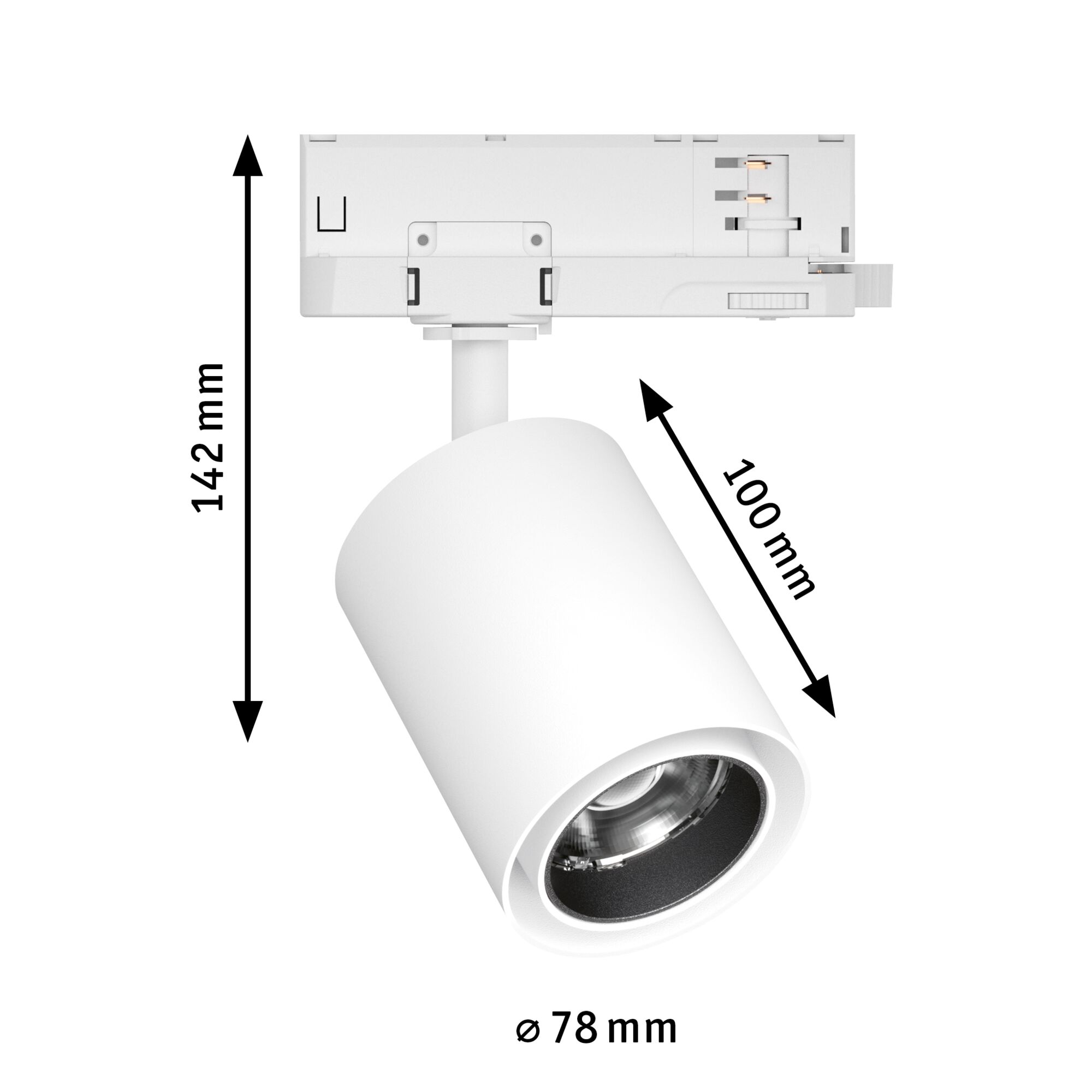 Weißer LED-Strahler aus Metall mit 142 mm Höhe und 78 mm Durchmesser für moderne Innenbeleuchtung